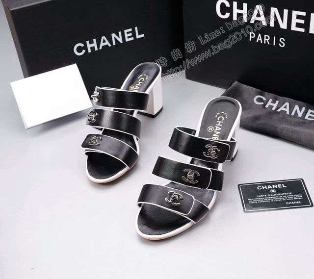 Chanel女鞋 香奈兒新款拖鞋 Chanel高跟涼拖鞋  naq1109